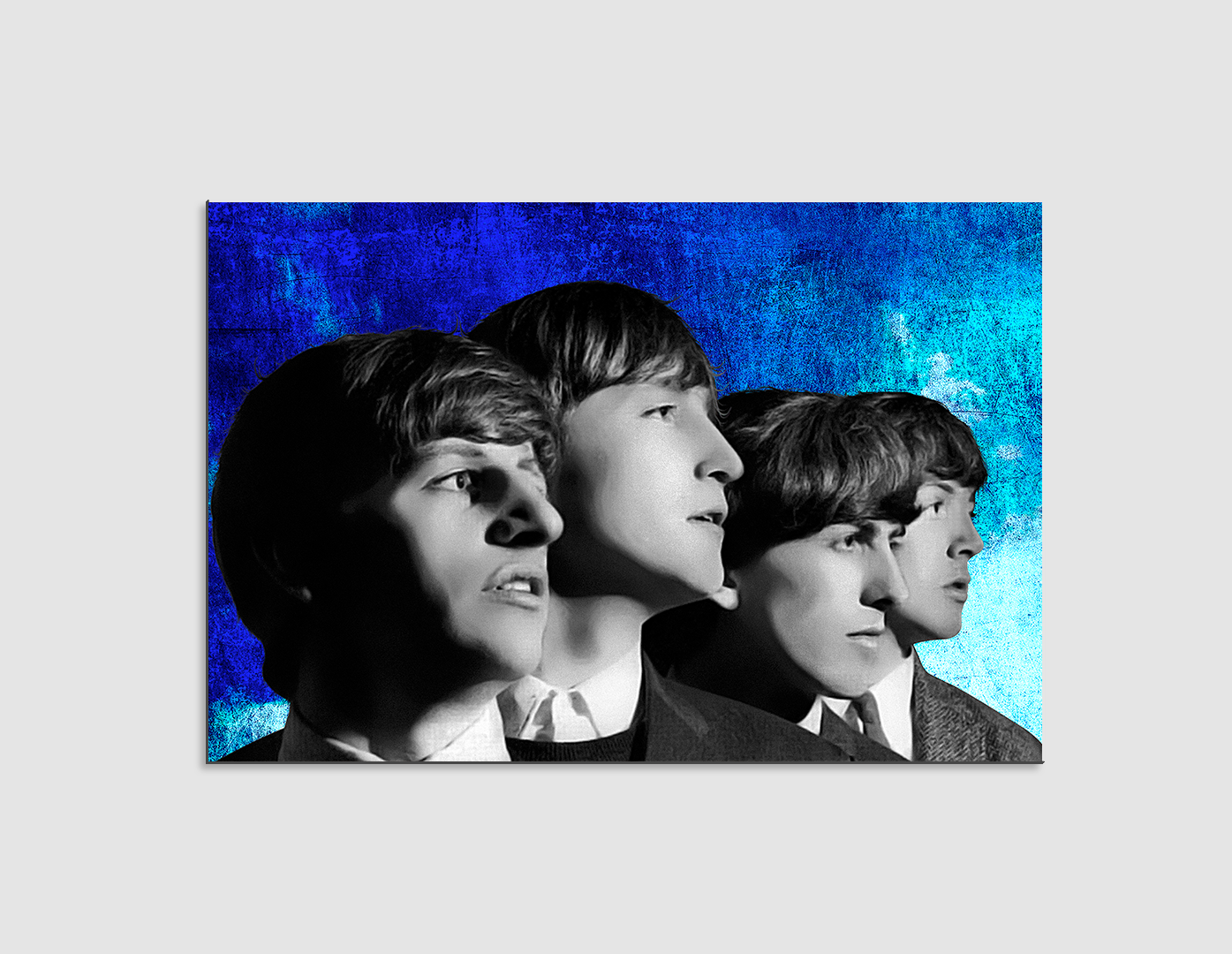 THE BEATLES CON FONDO AZUL