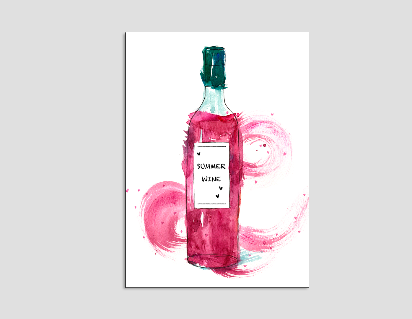 BOTELLA DE VINO EN ACUARELA