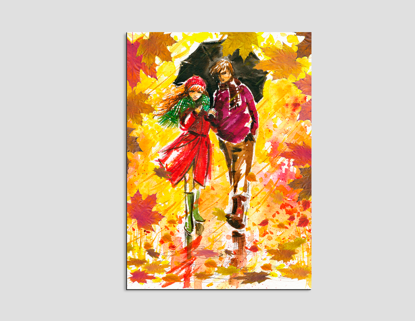 PINTURA DE PAREJA EN OTOÑO