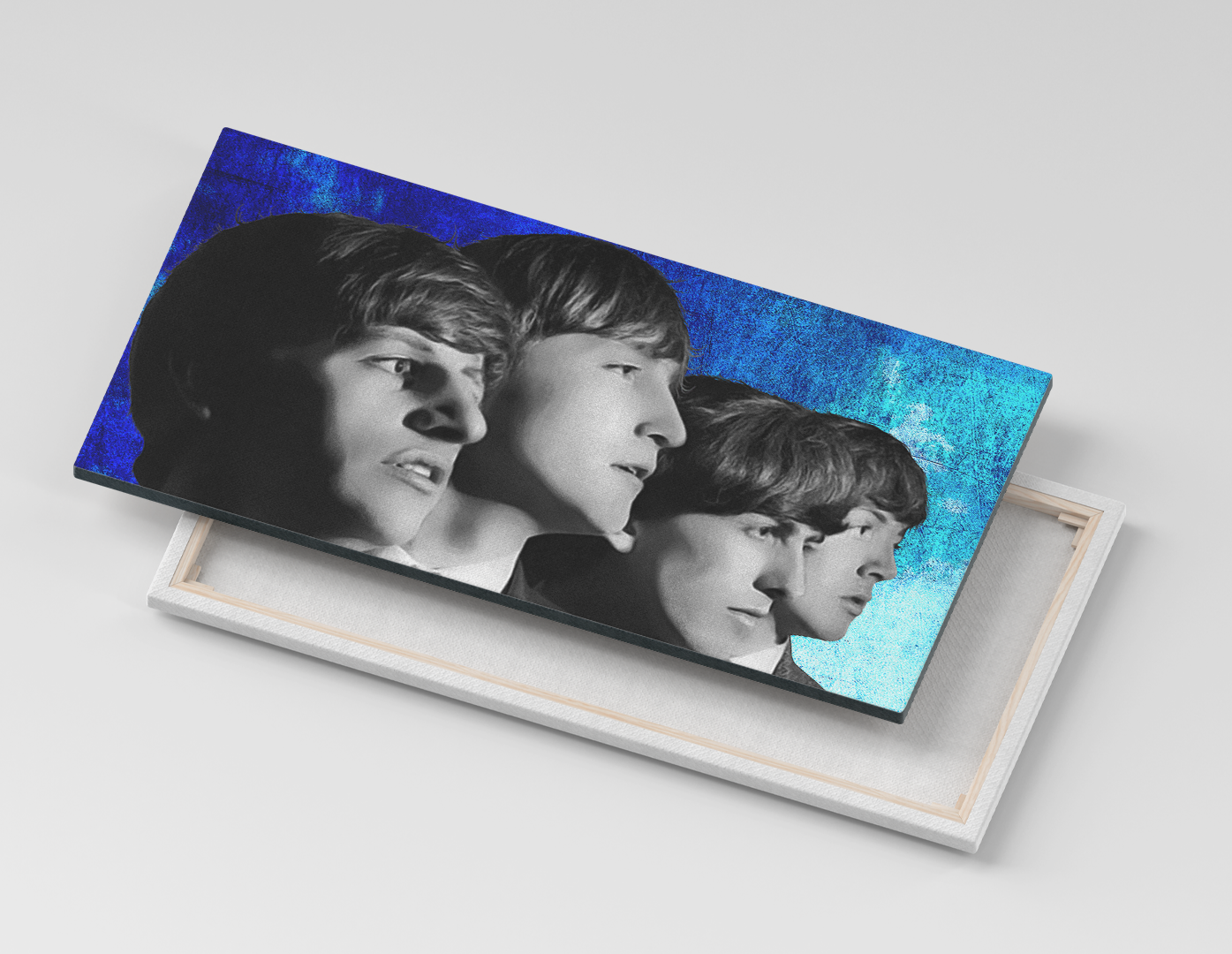 THE BEATLES CON FONDO AZUL