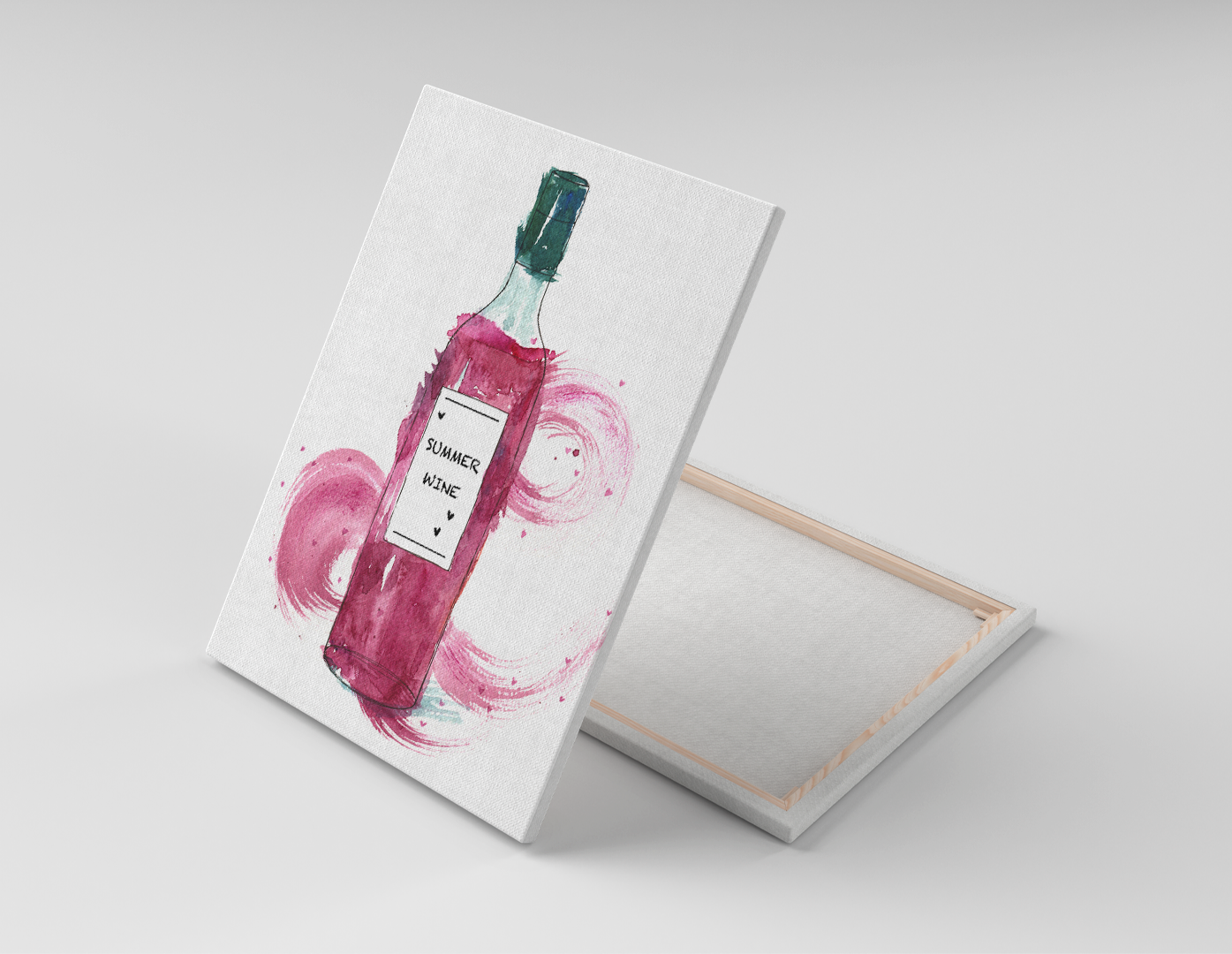 BOTELLA DE VINO EN ACUARELA