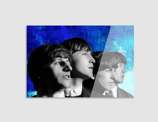 THE BEATLES CON FONDO AZUL