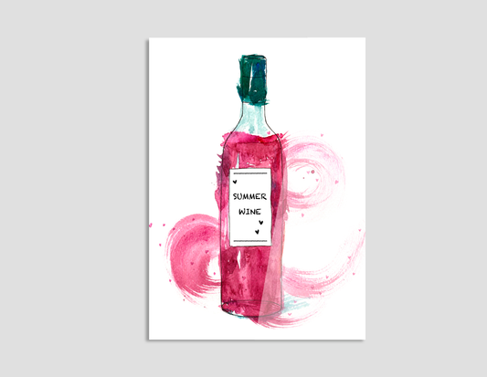BOTELLA DE VINO EN ACUARELA